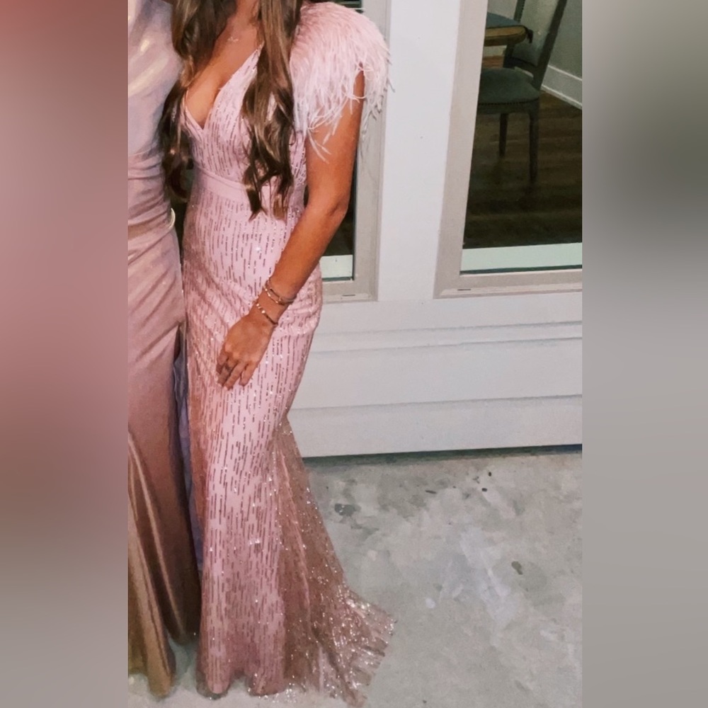 Pink feather gown